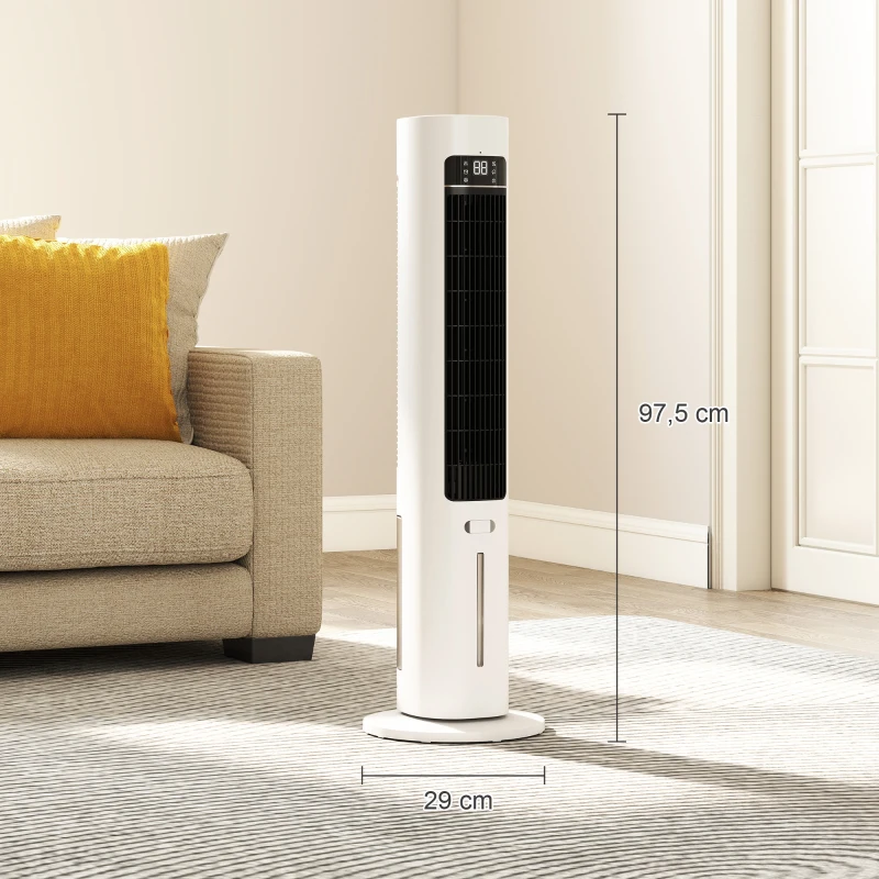 HOMCOM Raffrescatore d'Aria Evaporativo, 3L Serbatoio, 48° Oscillazione, 3 Velocità e Modalità, Bianco