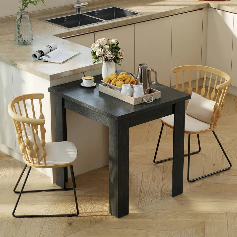 HOMCOM Table à Manger Extensible pour 4-6 Personnes en Bois et Acciaio, 140x80x77.5 cm, Noir