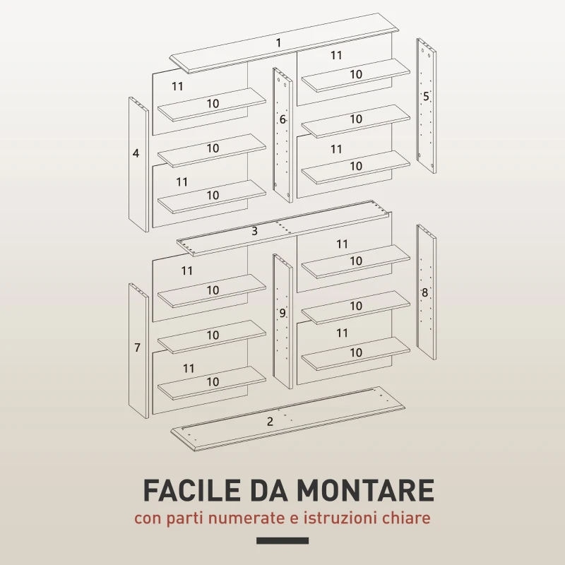 HOMCOM Mobile Libreria porta CD a 16 Ripiani dal Design Moderno in Legno, 106.5x24x126.3 cm, Naturale
