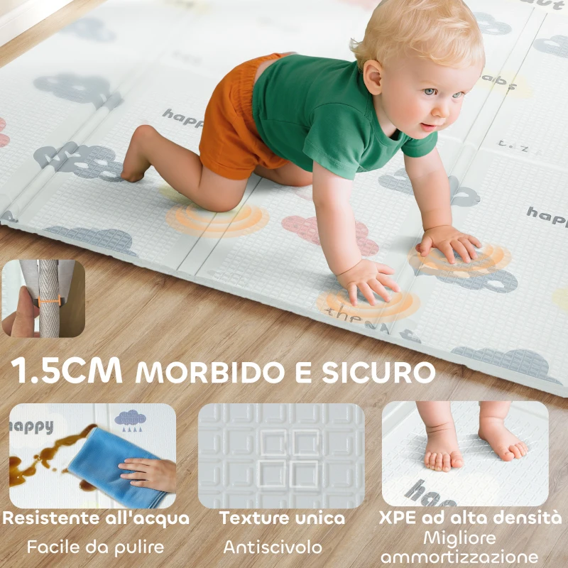 AIYAPLAY Tappeto per Bambini con Lettere dell'Alfabeto e Superficie Impermeabile in XPE Multicolore, 200x180x1.5 cm