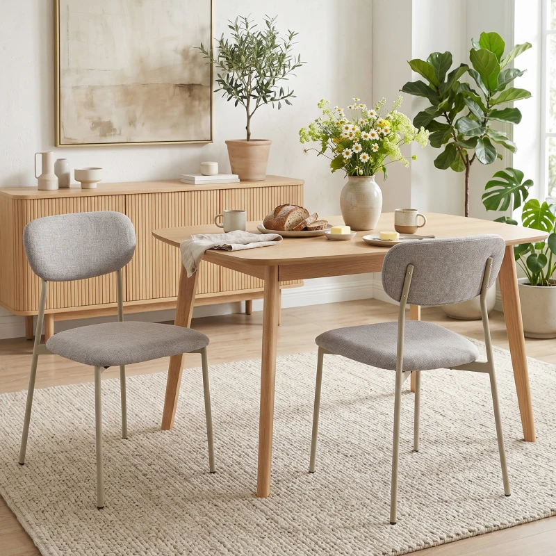 HOMCOM Sedie da Pranzo, Sedie da Cucina Impilabili, Marrone Chiaro