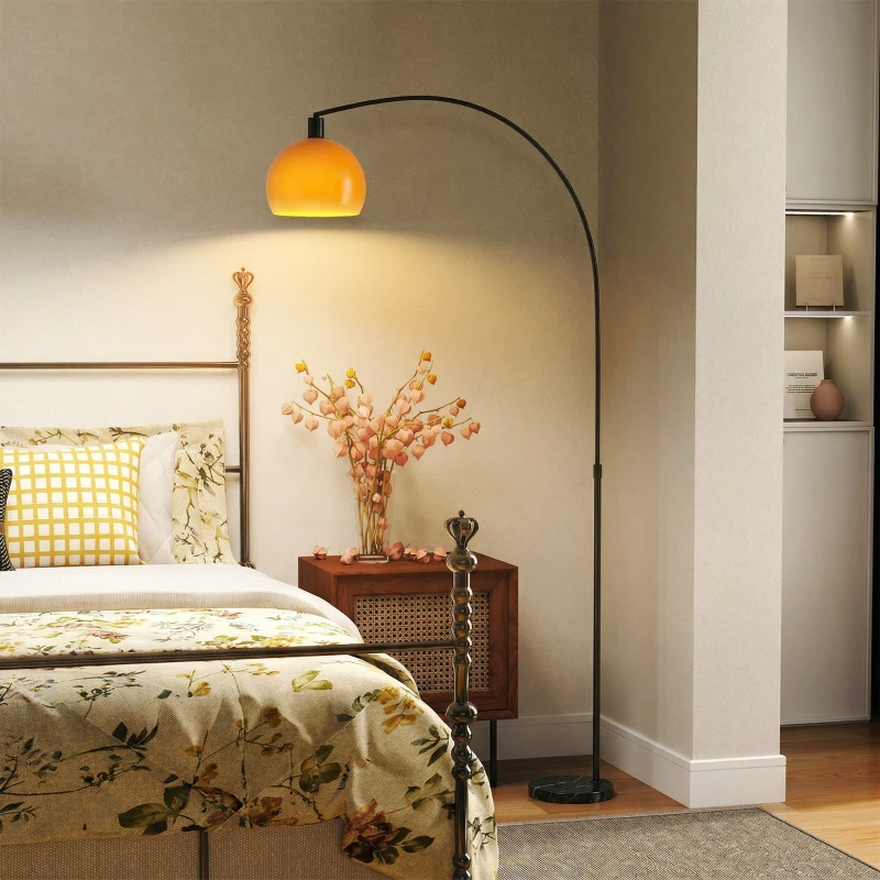 HOMCOM Floor Lamp for Living Room, Modern Standing Lamp with Shade & Foot Switch for Bedroom, Office, Black