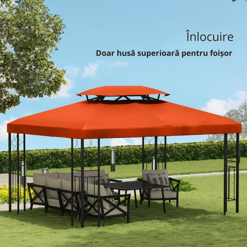Outsunny Acoperiș de Înlocuire pentru Pavilionuri de Grădină 3x4m Poliester Culoare Cafea