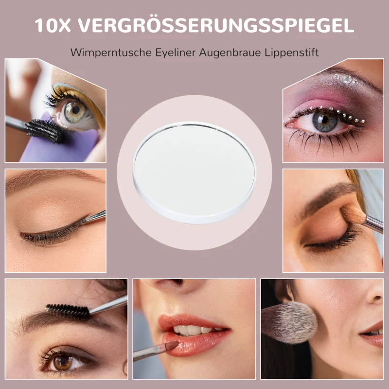 HOMCOM LED-cosmeticaspiegel, 3 lichtmodi, dimbaar, touchbediening, USB, 62,5 x 49,5cm, Wit