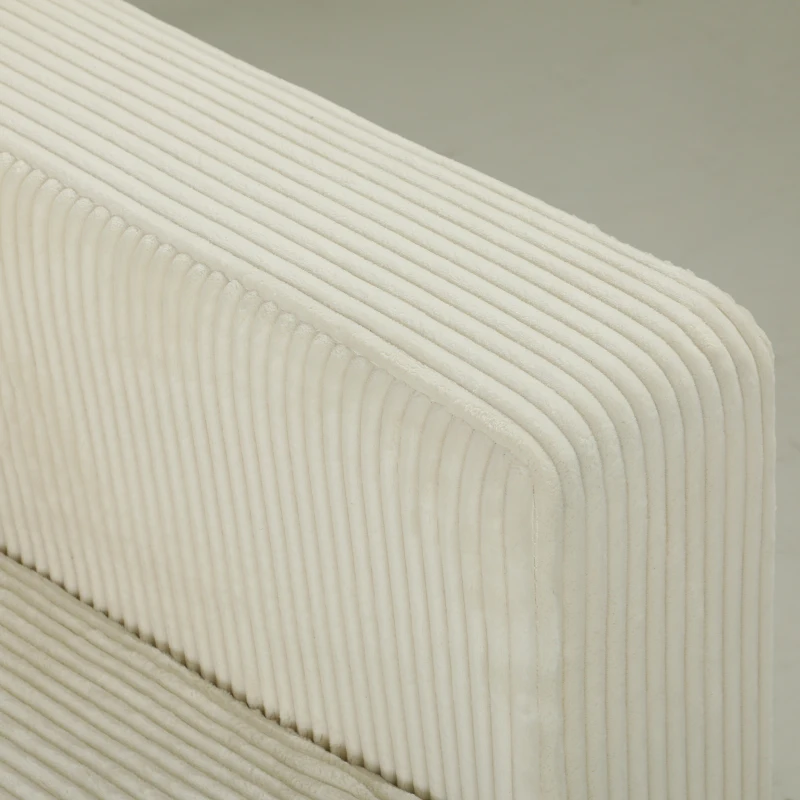 HOMCOM Canapé 2 Places en Velours Côtelé, Canapé de Salon Moderne 170 cm, Assise Large, Coussin à Ressorts, Crème