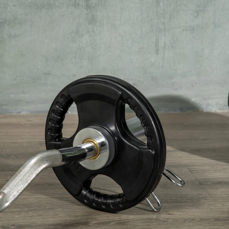 SPORTNOW Halterschijf, 2-delige set, 5 kg per schijf, drie handgrepen, vloerbeschermende rubberen coating, Metaal