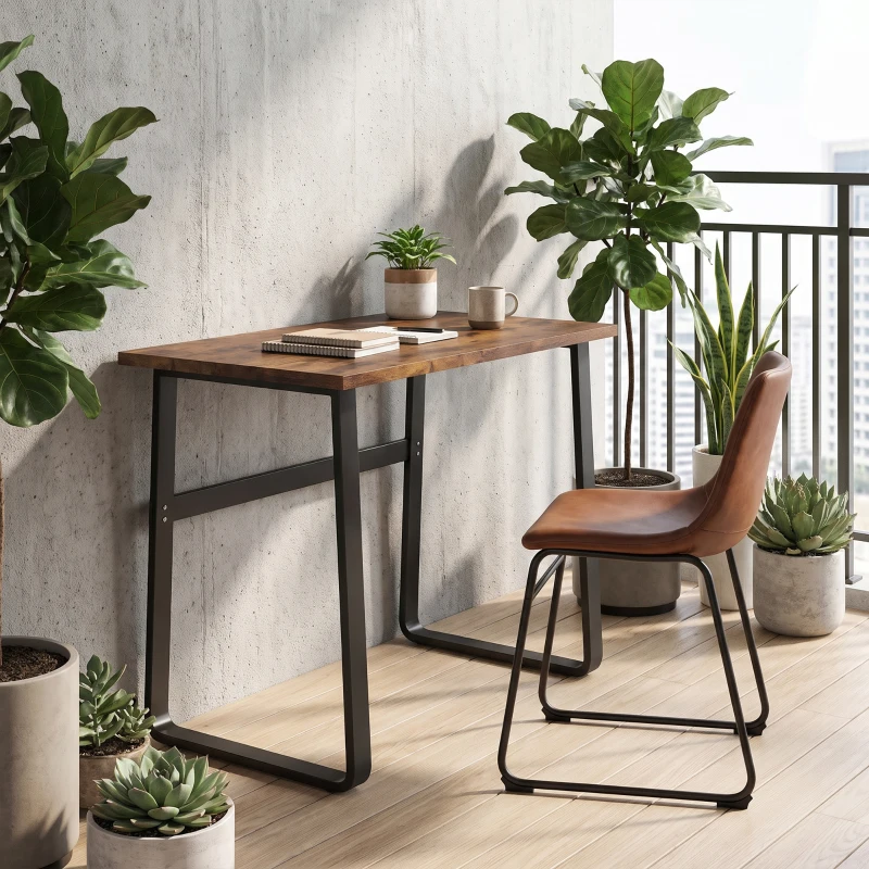 HOMCOM Industrial Writing Desk With Metal Legs, 100 x 58 x 74.5cm, Rustic Brown and Black
