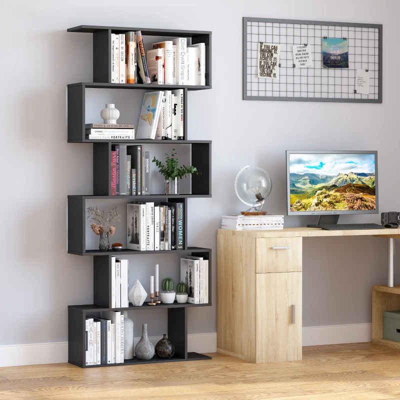 HOMCOM Estante com 6 Prateleiras para Livros em Formato S 80x24x191 cm preto