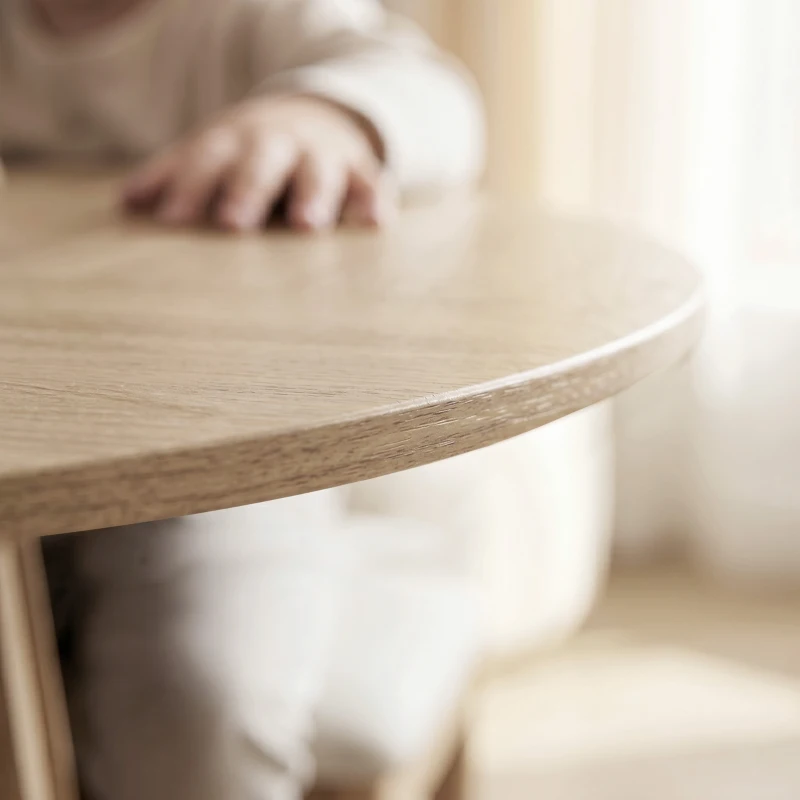 HOMCOM Table à Manger Ronde pour 4 à 6 Personnes, Ø 120 x 75 cm, Table de Cuisine avec Piétement à Lattes Robuste, Bois Naturel