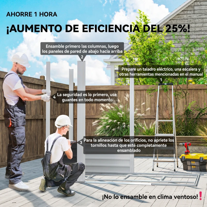 Outsunny Cobertizo Metálico para Jardín 213x120x166/194 cm con Base Refuerzo Puertas Correderas y Ventilaciones Gris Oscuro