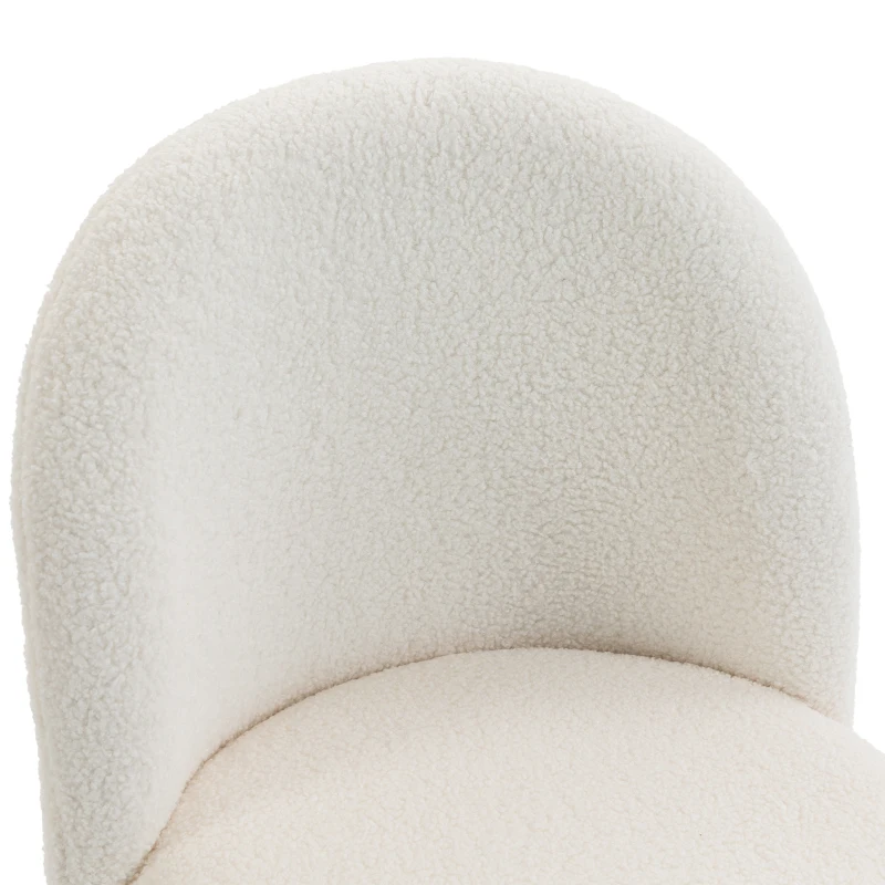 HOMCOM Chaise de Bureau Ergonomique, Fauteuil de Bureau Inclinable en Tissu Bouclette Sans Accoudoirs, Hauteur Réglable, Crème