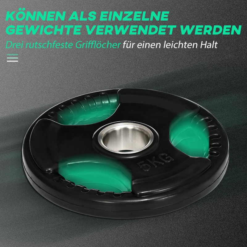 SPORTNOW Halterschijf, 2-delige set, 5 kg per schijf, drie handgrepen, vloerbeschermende rubberen coating, Metaal