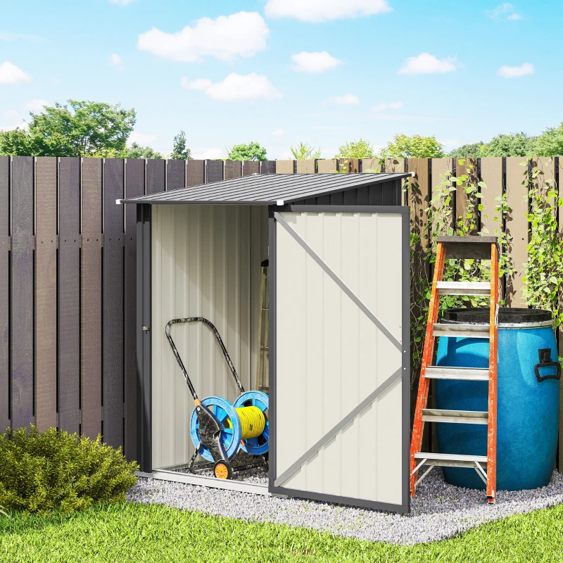 Outsunny Casetta da Giardino Porta Attrezzi in Acciaio Galvanizzato con Porta, 100x104x160 cm, Grigio Scuro