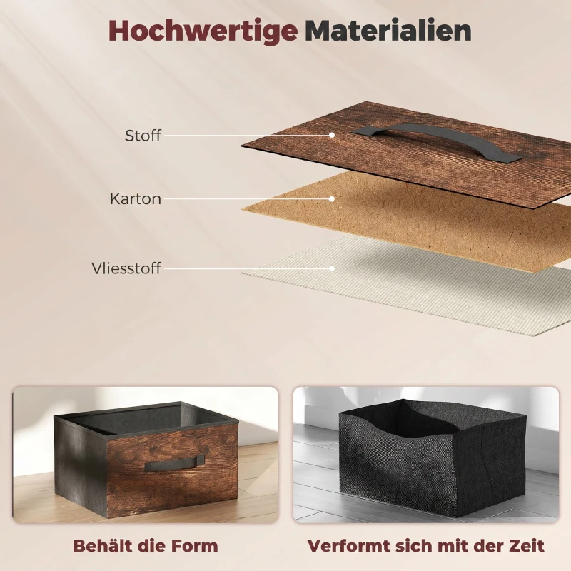 HOMCOM Ladekast met 8 lades, stoffen ladekast met metalen frame, voor slaapkamer en woonkamer, vintage bruin