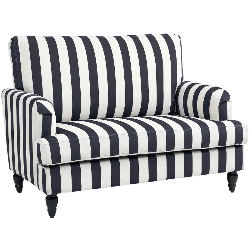 HOMCOM Sillón de salón con asiento amplio en terciopelo a rayas con muelles en S, 115x82x82 cm, Negro y blanco
