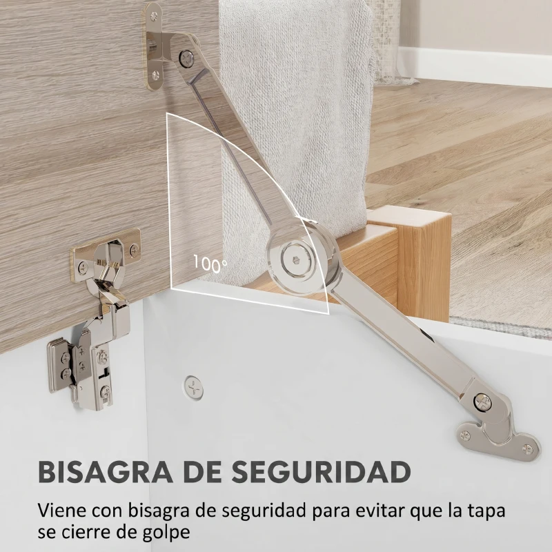 HOMCOM Arcón de Almacenamiento con Tapa Carga Máx. 120 kg para Dormitorio Salón 100x40x40 cm Natural y Blanco