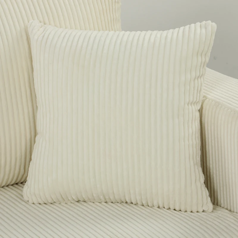 HOMCOM Canapé 2 Places en Velours Côtelé, Canapé de Salon Moderne 170 cm, Assise Large, Coussin à Ressorts, Crème