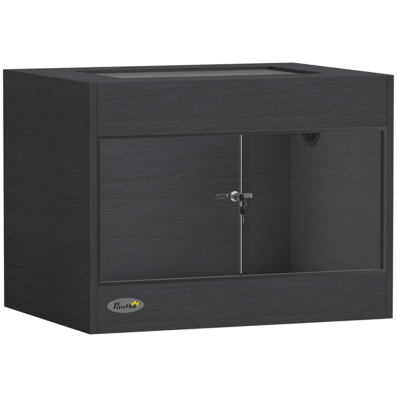 PawHut Terariu pentru Reptile din lemn OSB, uşă din sticlă securizată, încuietoare de siguranţă şi capac detaşabil, 60x45x45cm, Negru