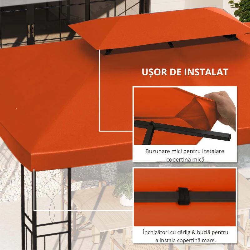 Outsunny Acoperiș de Înlocuire pentru Pavilionuri de Grădină 3x4m Poliester Culoare Cafea