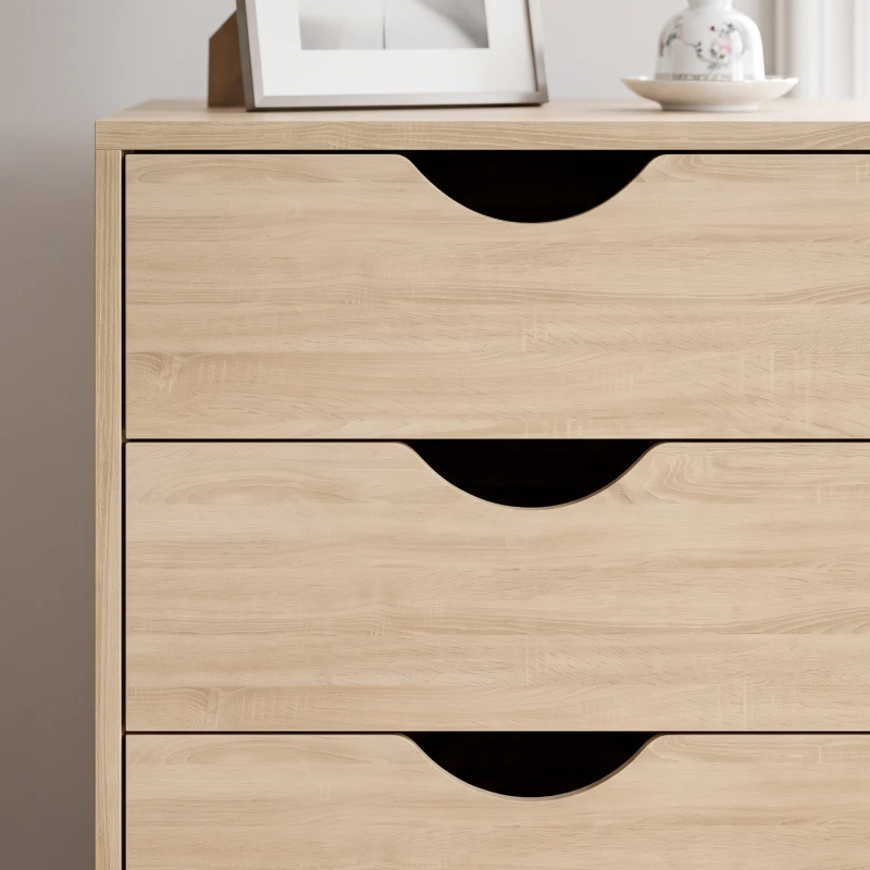 HOMCOM Caisson bureau mobile, meuble rangement sur roulettes avec 5 tiroirs, bois, 40 x 40 x 67 cm, chêne
