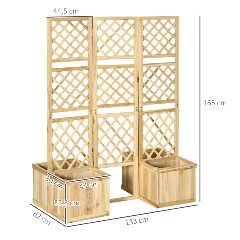 Outsunny verhoogd bed met opklapbaar hekwerk, plantenbak met privacyscherm 133x165 cm