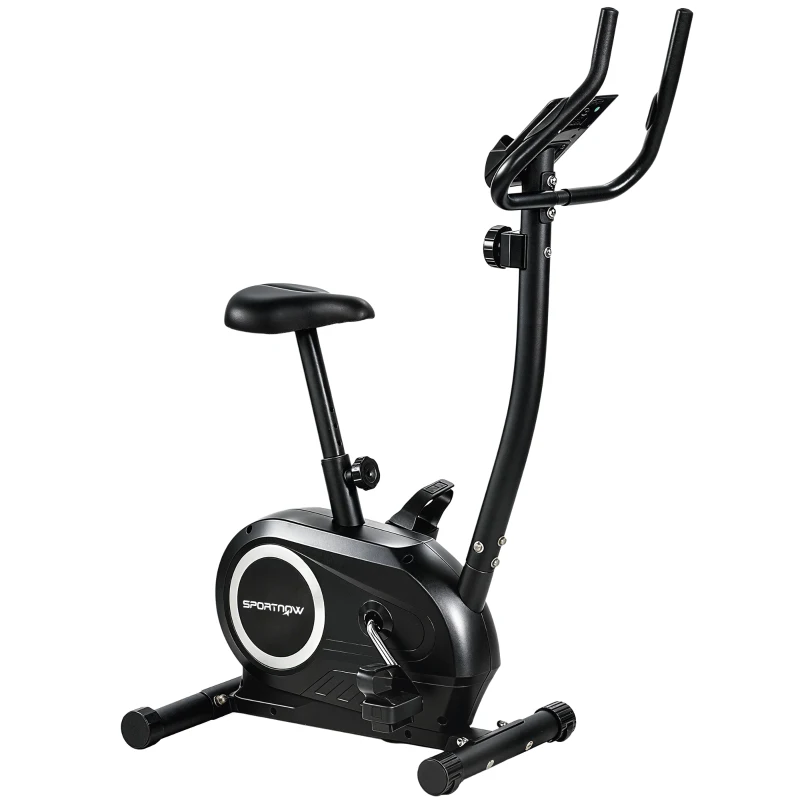 SPORTNOW Cyclette Magnetica con Resistenza a 8 Livelli, Display LCD e App Bluetooth, Metallo, 86x51x128 cm, Nero