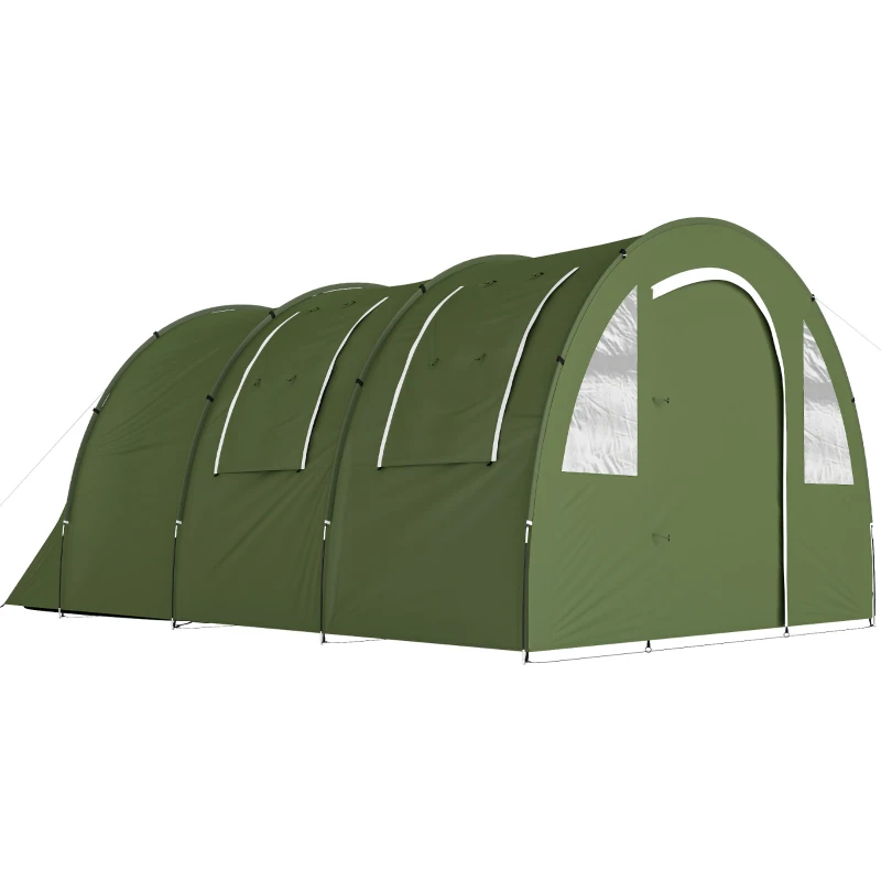 Outsunny 4 Man Camping Tent with 2 Room, Floor and Carry Bag - Green