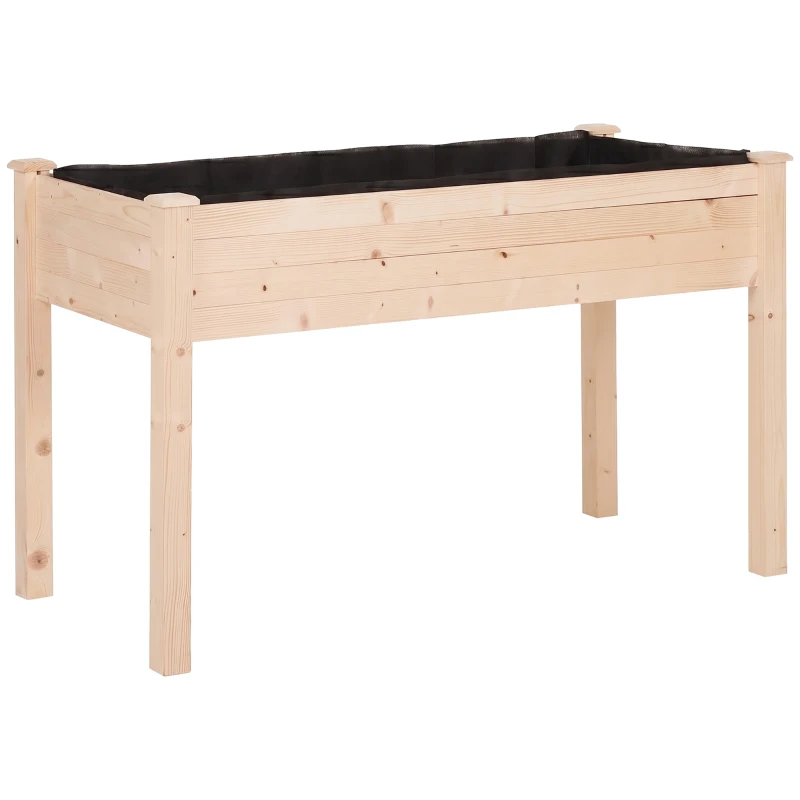 Outsunny Horta Elevada de Madeira com Tecido não Tecido e 4 Orifícios de Drenagem para Cultivo 122,5x56,5x76cm Madeira
