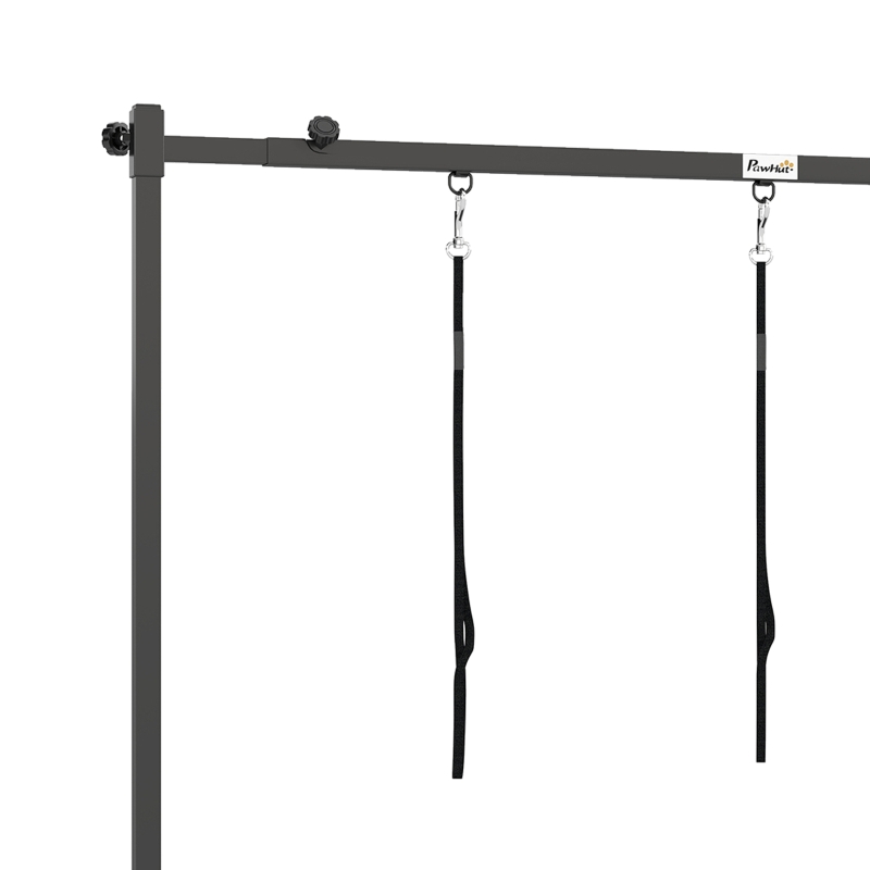 PawHut Dog Grooming Arm Adjustable H-Shape Dog Grooming Table Arm with Clamp and 3 Nooses Black