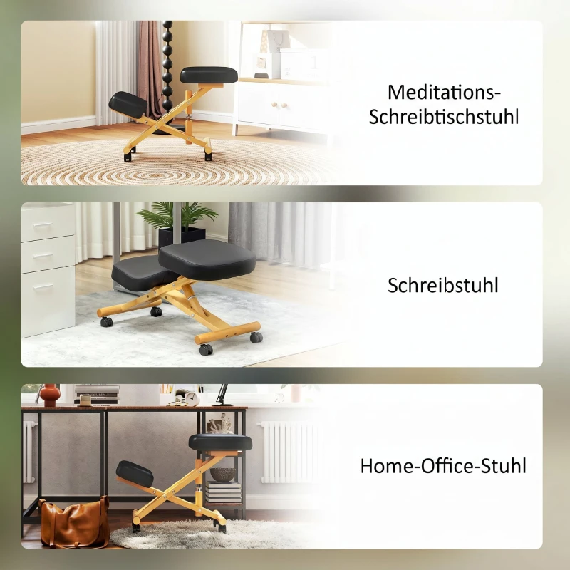 HOMCOM KniestoeI Ergonomisch met Wielen – Comfortabele Kniekruk voor Thuis en Kantoor