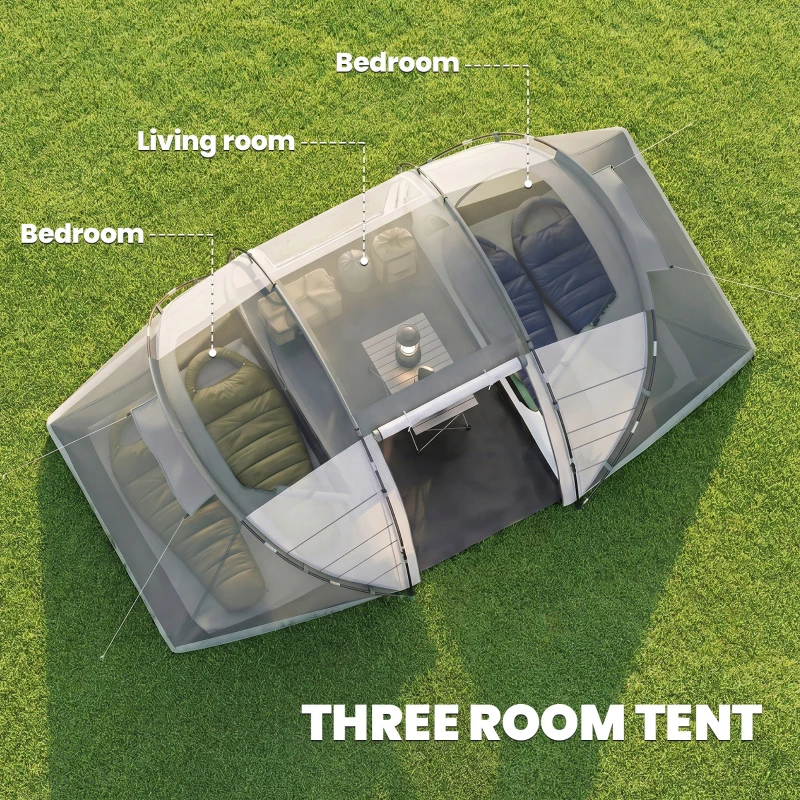 Outsunny 4 Man UV Protection Camping Tent - Charcoal Grey and White