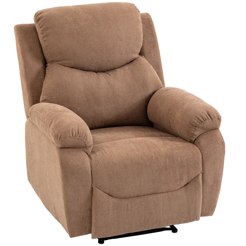 HOMCOM Relaxfauteuil, TV-stoel met ligfunctie, linnenlook, voor woonkamer en slaapkamer, donkerbruin