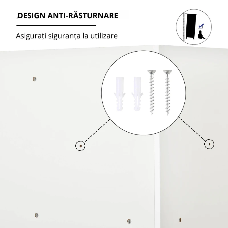 HOMCOM Raft de depozitare pentru copii, 3 sertare din netesut, MDF, antirăsturnare, Alb