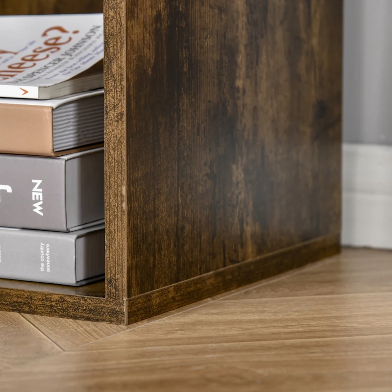 HOMCOM Librería de 3 Niveles Estantería para Libros con 6 Cubos de Almacenaje para Estudio 65,5x30x97,5 cm Marrón Rústico