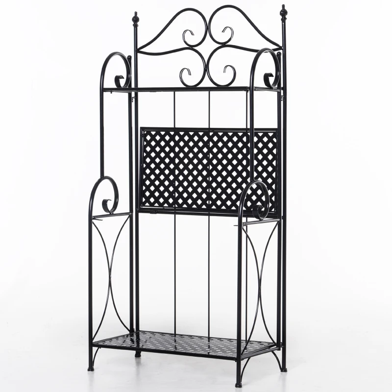 Outsunny Blumenständer, Regal, dreistöckig, klappbar, Metallrahmen, schwarz, 56 x 30 x 114cm