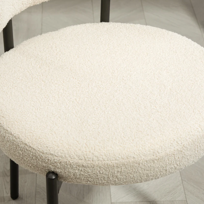 HOMCOM Set di 2 Sedie Sala da Pranzo in Tessuto Sherpa, Sedie da Cucina con Gambe in Acciaio, Sedia Imbottita per Cucina