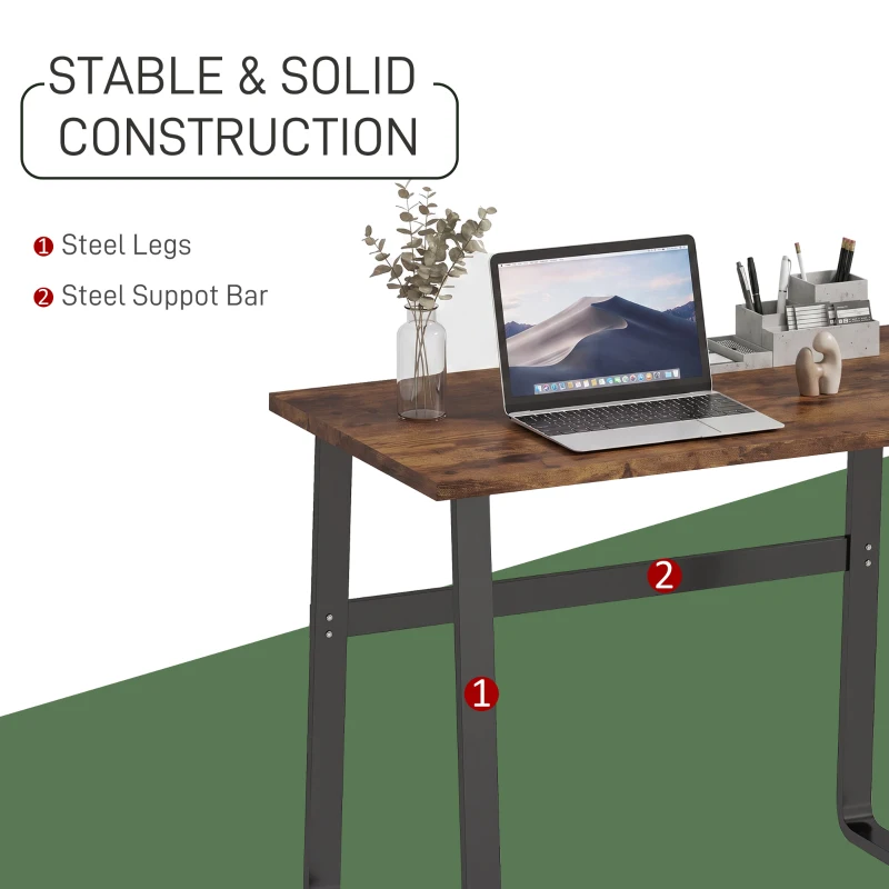 HOMCOM Industrial Writing Desk With Metal Legs, 100 x 58 x 74.5cm, Rustic Brown and Black
