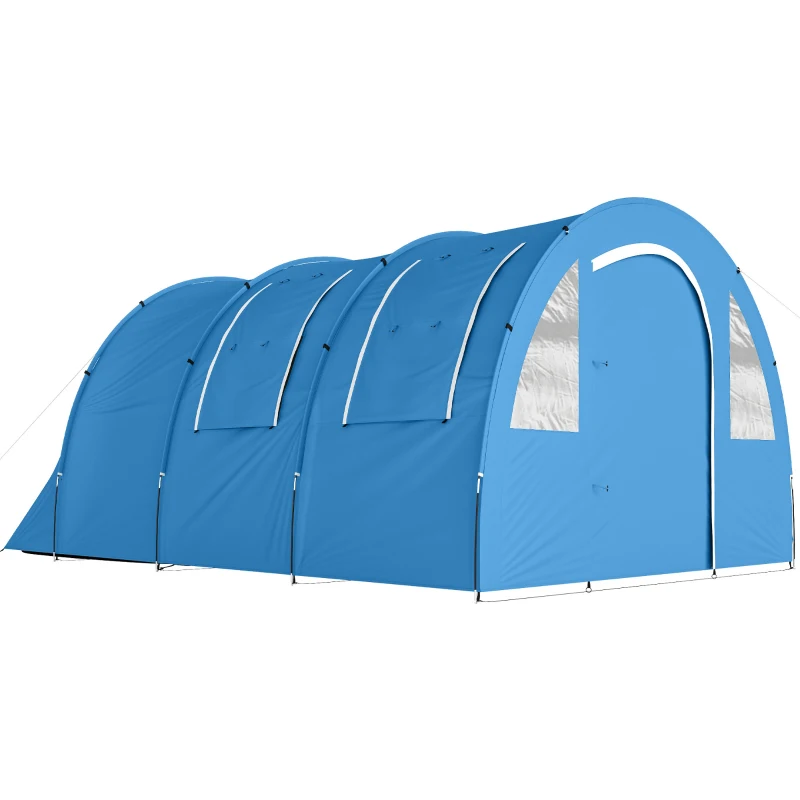 Outsunny 4 Man Camping Tent with 2 Room, Floor and Carry Bag - Blue