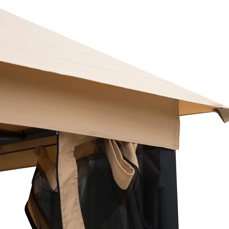 HOMCOM Hollywoodschommel met zijwanden tuinschommel schommel 3-zitter beige