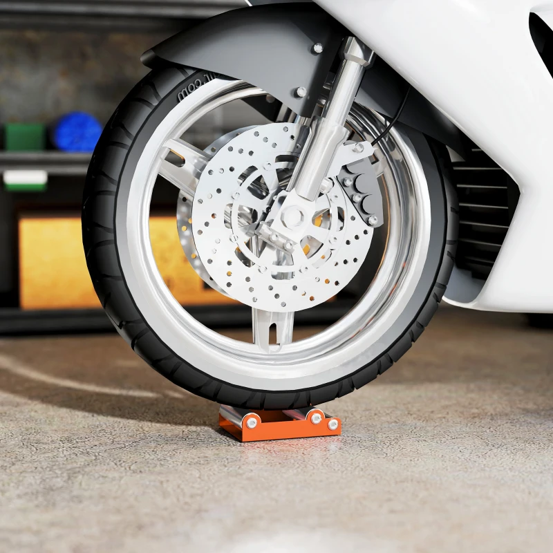 HOMCOM Soporte Rodillo Moto para Limpieza de Neumáticos y Lubricación de Cadenas Moto < 220 kg y Ancho de Neumático <180 mm