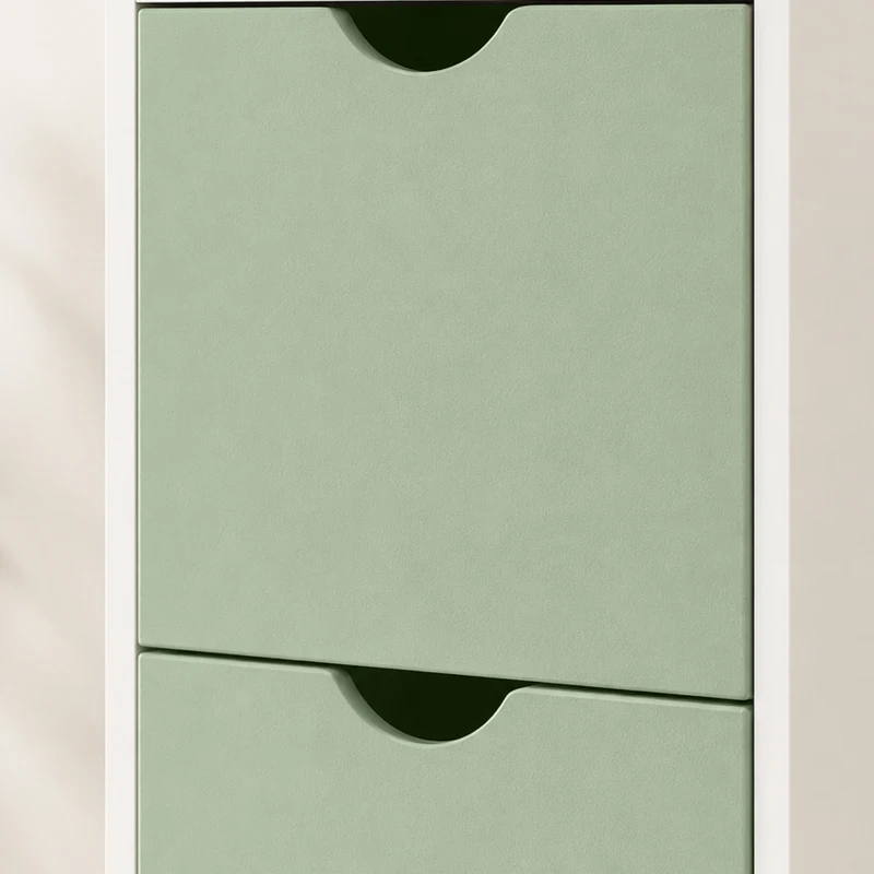 HOMCOM Slim Bathroom Storage Cabinet, Tall Bathroom Floor Cabinet with 2-Tier Shelf and 2 Drawers, White and Light Green