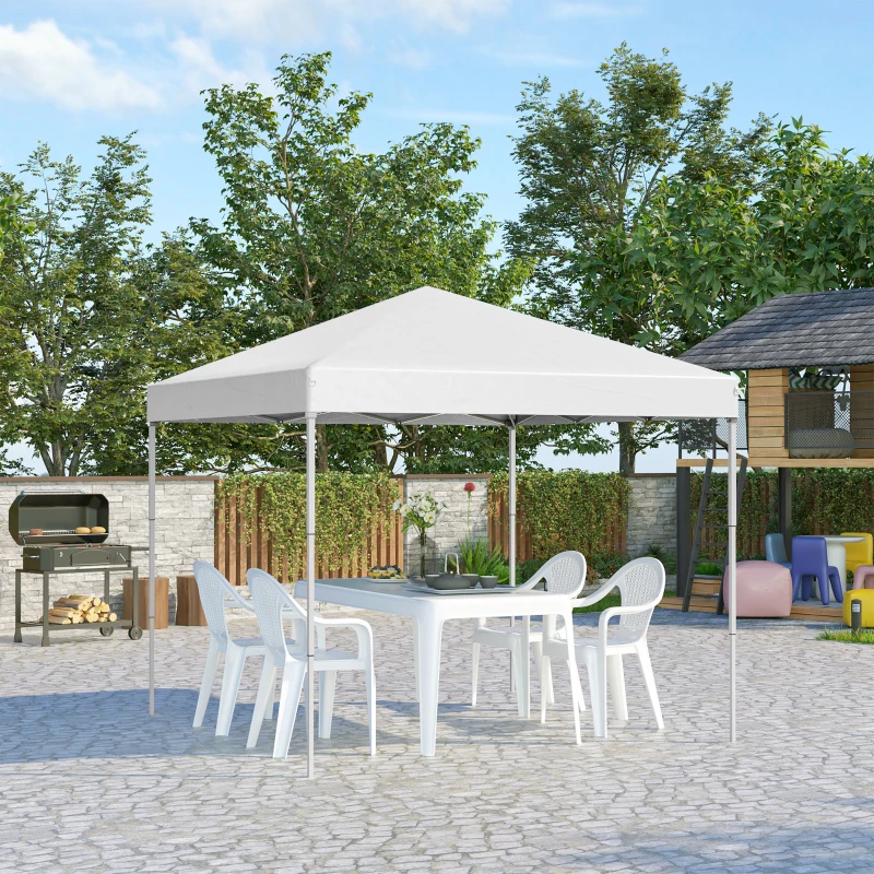 Outsunny Pop Up Foisor 2,45 x 2,45 m rezistent la apa cu franghii si cuie de otel si tesatura Oxford alba