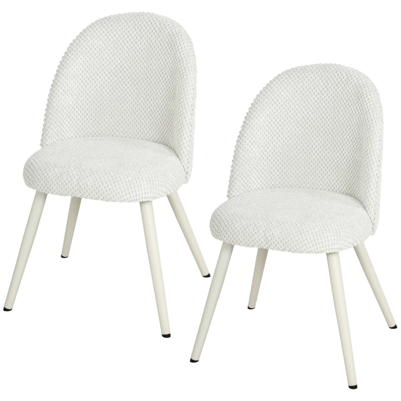 HOMCOM Juego de 2 Sillas de Comedor de Terciopelo con Asiento Acolchado Blanco