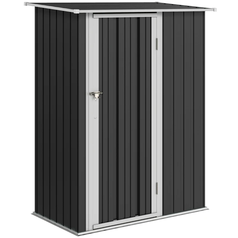 Outsunny gereedschapsschuur tuinhuisje gereedschapsschuur met deur buiten staal donkergrijs 142 x 84 x 189 cm