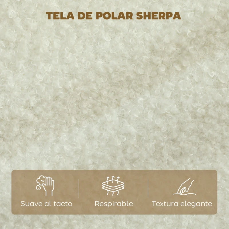 HOMCOM Sofá 2 Plazas Moderno con Cojines Gruesos y Revestimiento Sherpa, 137x69x82 cm, Crema