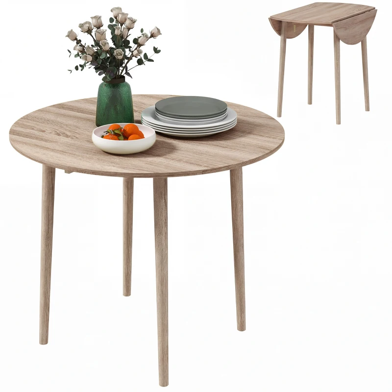 Homcom Masa Plianta Rotunda – Bucatarie Mica, Design Natur