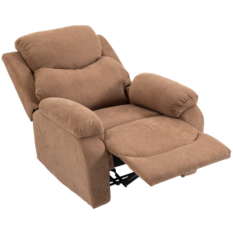 HOMCOM Relaxfauteuil, TV-stoel met ligfunctie, linnenlook, voor woonkamer en slaapkamer, donkerbruin