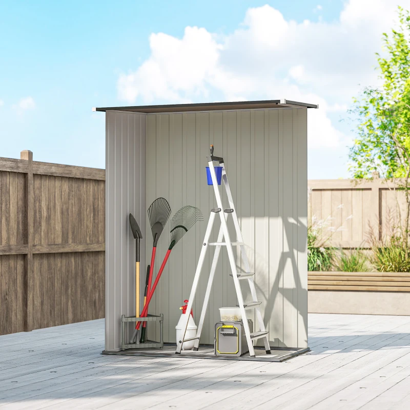 Outsunny Tuinpaviljoen 1,2 m² - Opberging voor gereedschap - Tuinhuis met vergrendelbare deur - bruine stalen deur