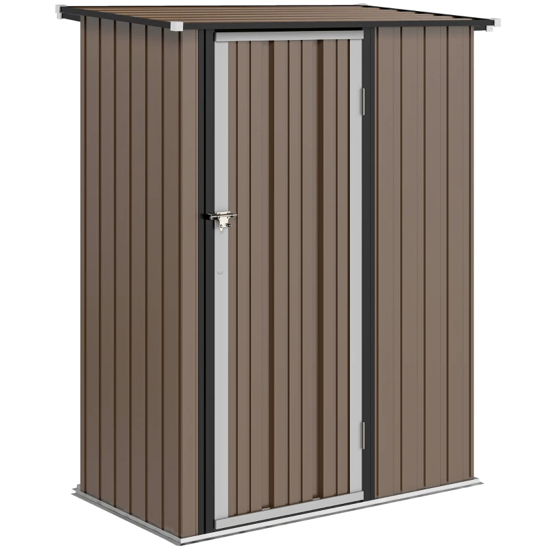 Outsunny Tuinpaviljoen 1,2 m² - Opberging voor gereedschap - Tuinhuis met vergrendelbare deur - bruine stalen deur