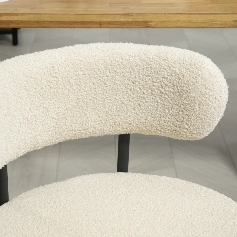 HOMCOM Set di 2 Sedie Sala da Pranzo in Tessuto Sherpa, Sedie da Cucina con Gambe in Acciaio, Sedia Imbottita per Cucina